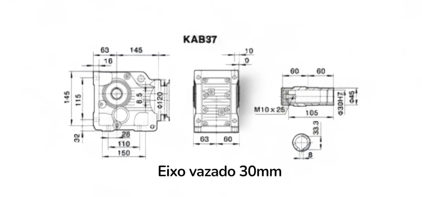 MOTOREDUTOR ENGRENADO HELICOIDAL KAB/KAF